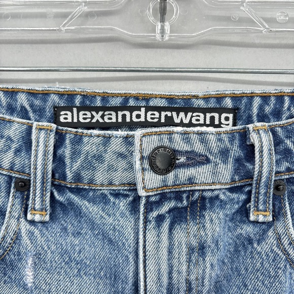 Alexander Wang Shorts Womens 25 High Rise Bite Denim Cutoff Raw Hem Made USA - Picture 4 of 16
